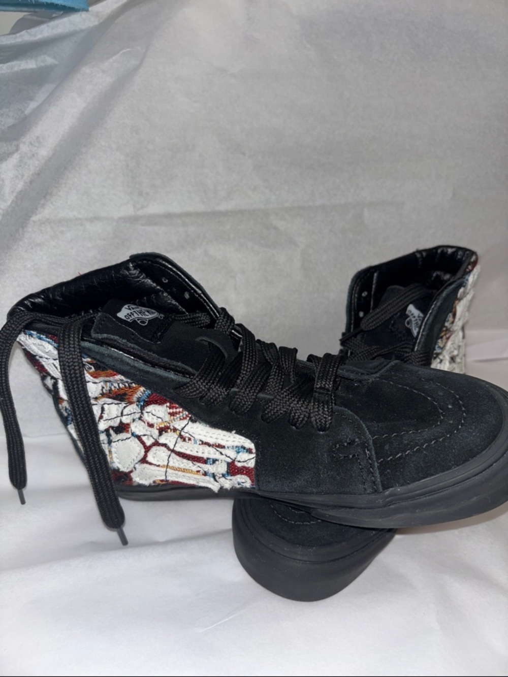 Men’s Vans sz3.5/ women’s sz5 Black High-Top Sneakers with White & Multicolor